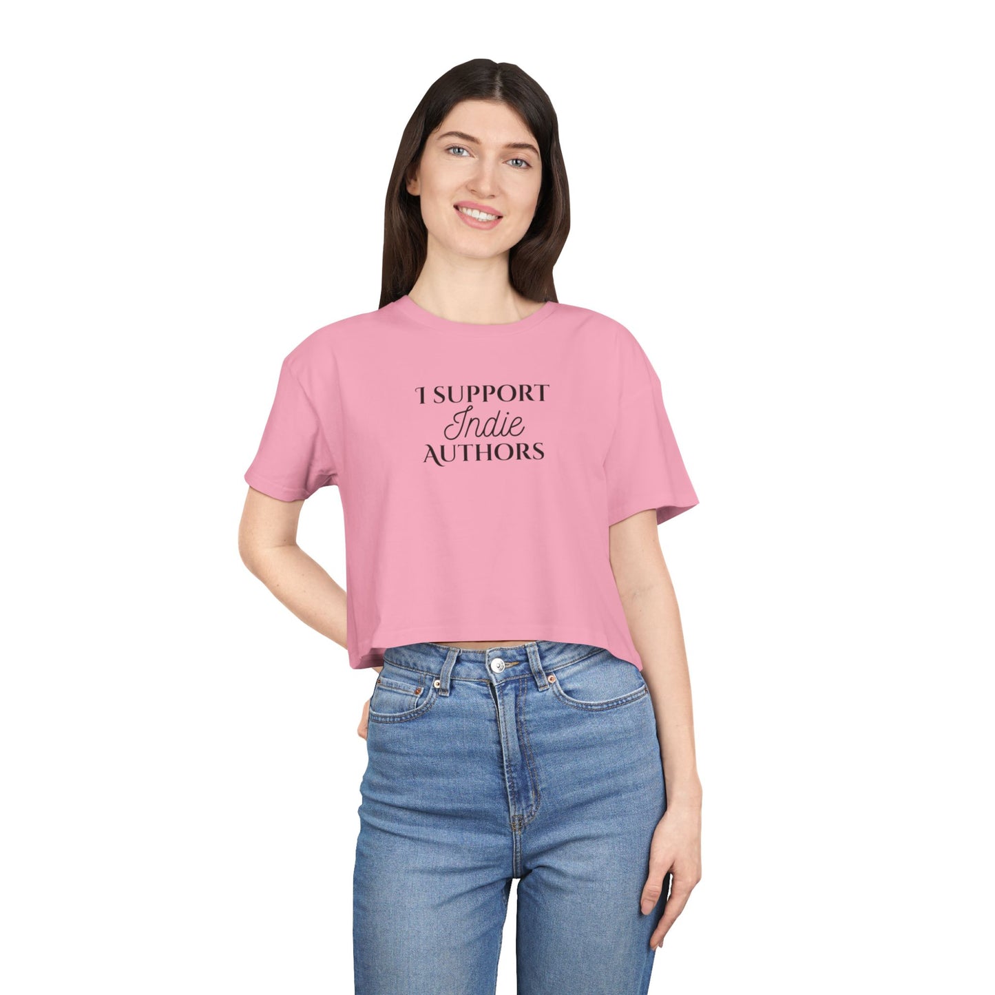 Women's Crop Tee - I Support Indie Authors | Literary Gift, Book Lover Apparel, Indie Author Merch, Casual Crop Top