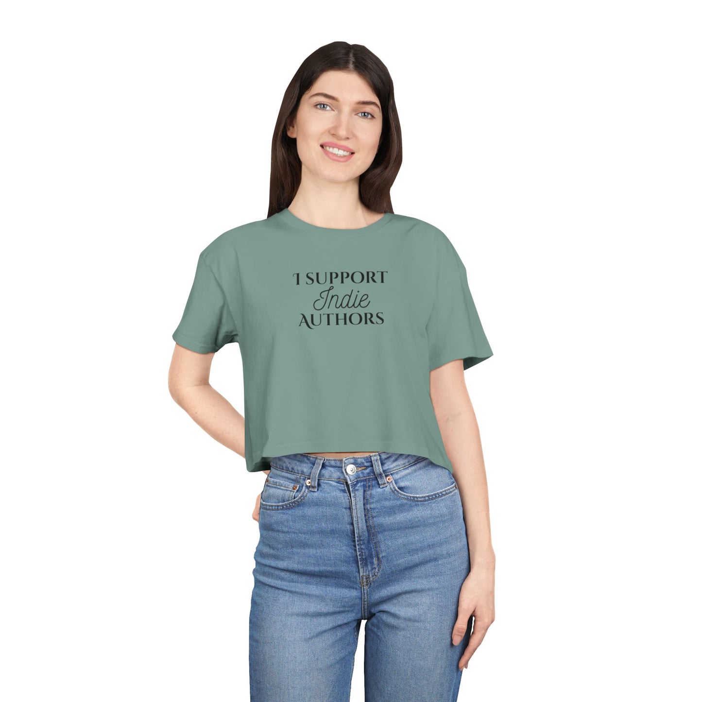 Women's Crop Tee - I Support Indie Authors | Literary Gift, Book Lover Apparel, Indie Author Merch, Casual Crop Top