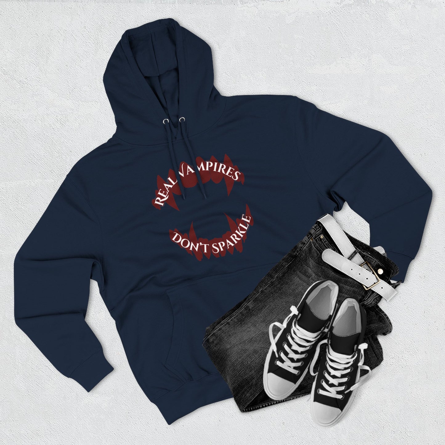 Real Vampires Don't Sparkle | Three-Panel Fleece Hoodie
