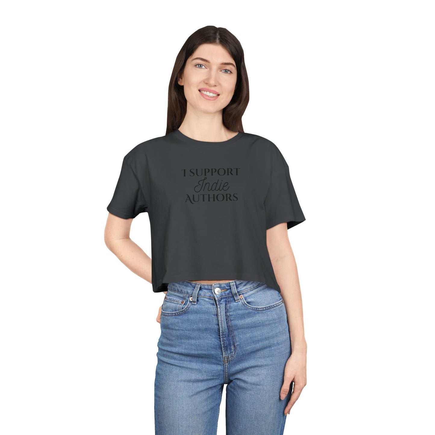 Women's Crop Tee - I Support Indie Authors | Literary Gift, Book Lover Apparel, Indie Author Merch, Casual Crop Top