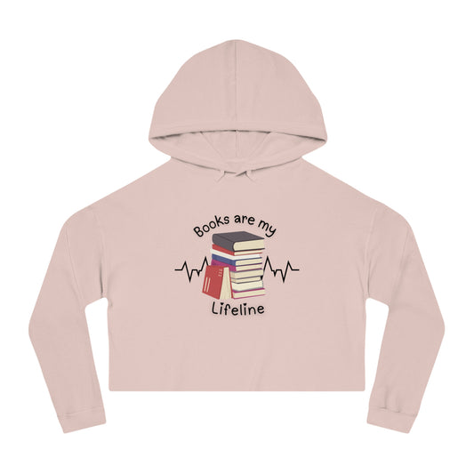 Books Are My Lifeline Cozy Cropped Hooded