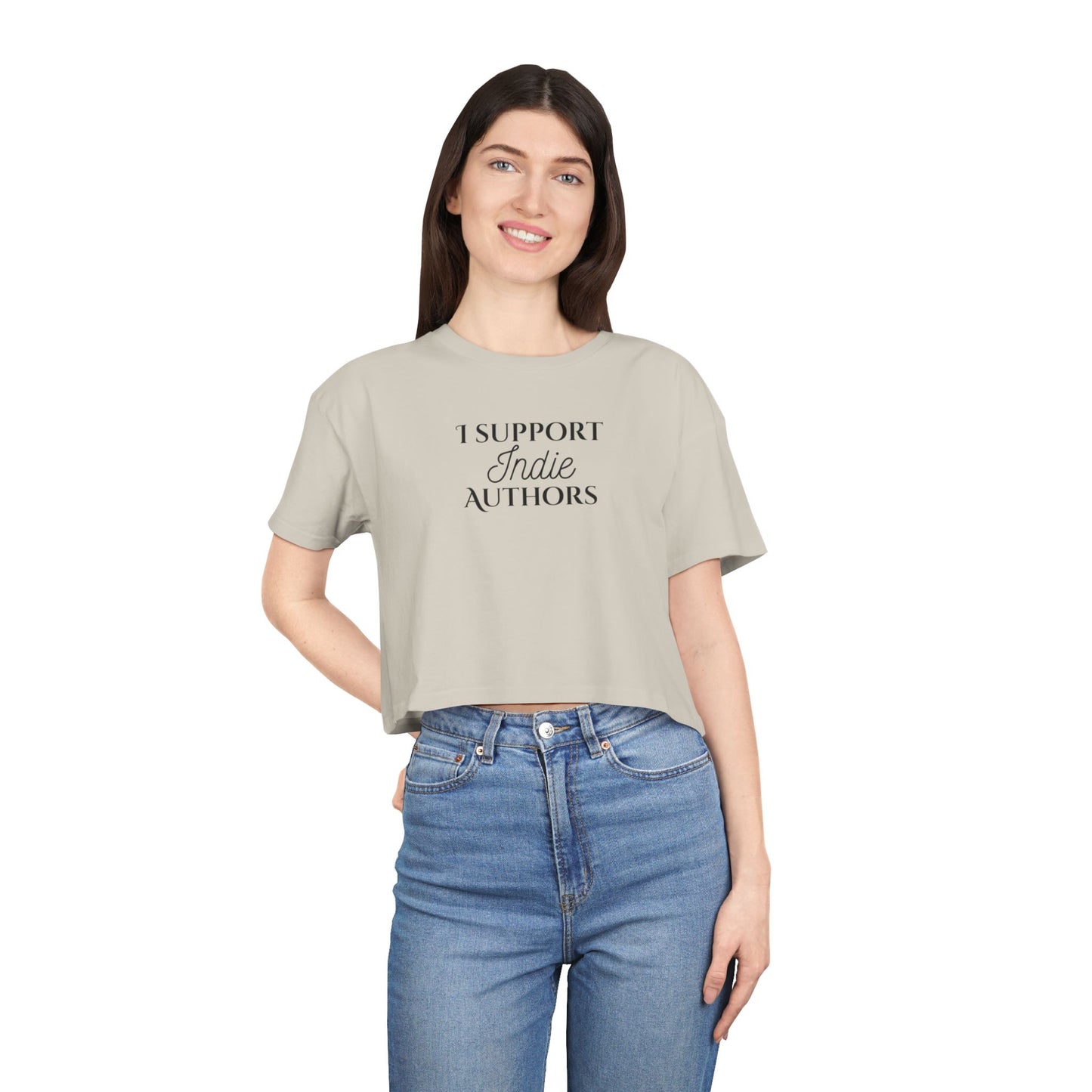 Women's Crop Tee - I Support Indie Authors | Literary Gift, Book Lover Apparel, Indie Author Merch, Casual Crop Top