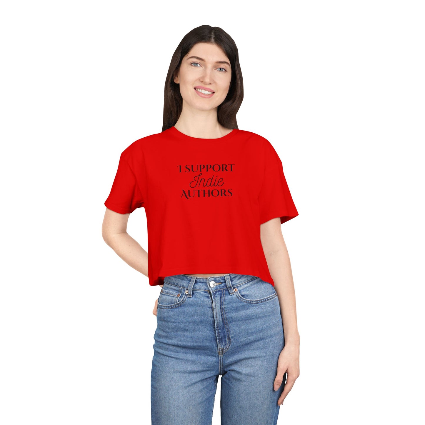 Women's Crop Tee - I Support Indie Authors | Literary Gift, Book Lover Apparel, Indie Author Merch, Casual Crop Top