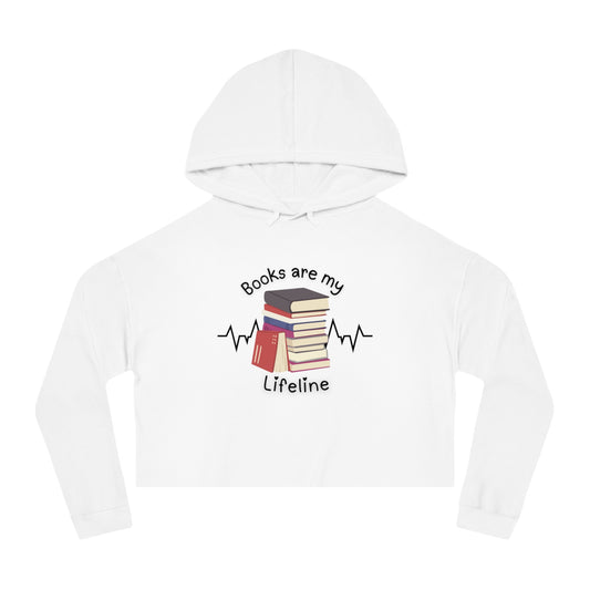 Books Are My Lifeline Cozy Cropped Hooded
