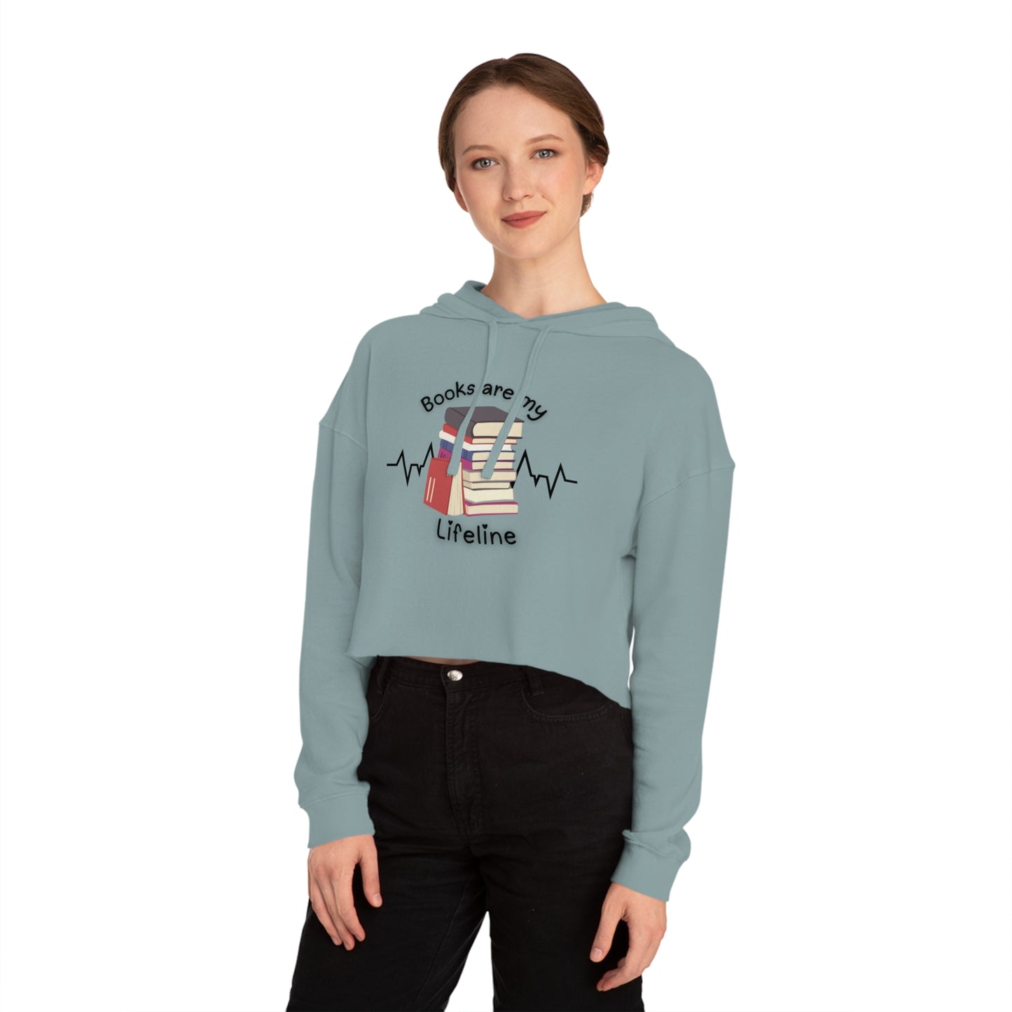 Books Are My Lifeline Cozy Cropped Hooded
