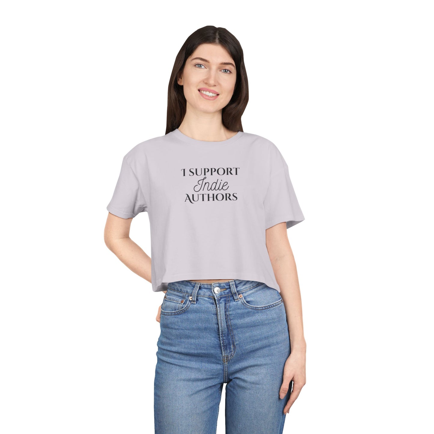 Women's Crop Tee - I Support Indie Authors | Literary Gift, Book Lover Apparel, Indie Author Merch, Casual Crop Top